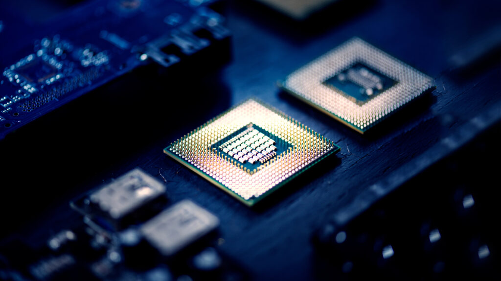 Computer chips on a processor